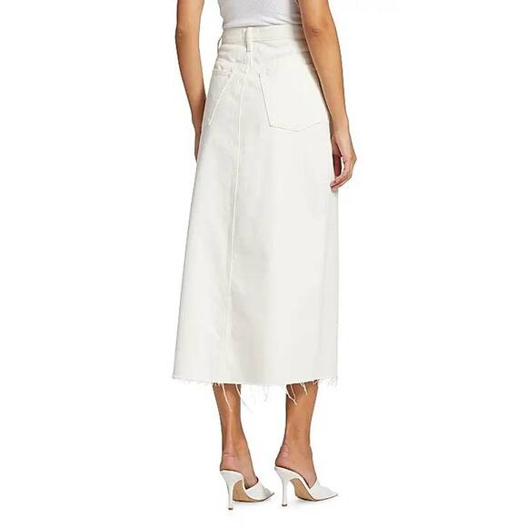 Frame  Midaxi Angled Seam Midi Jean Skirt in Ecru 31 - Picture 2 of 3